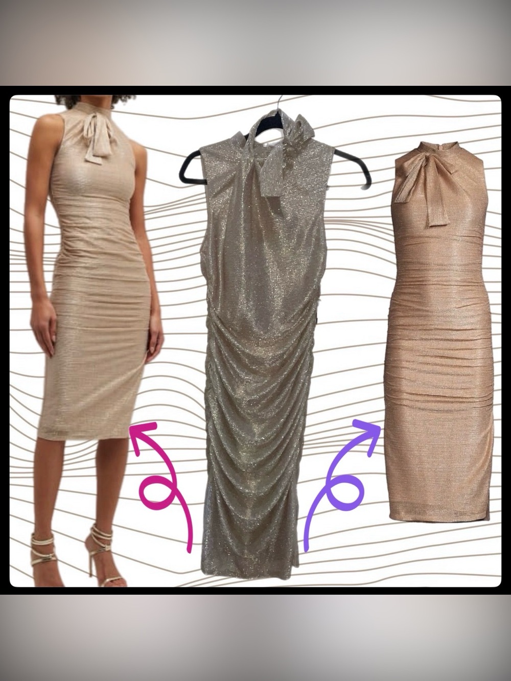 Black Halo Neiman Marcus Exclusive Shaw Midi Dress NWOT US SZ 6 GOLD